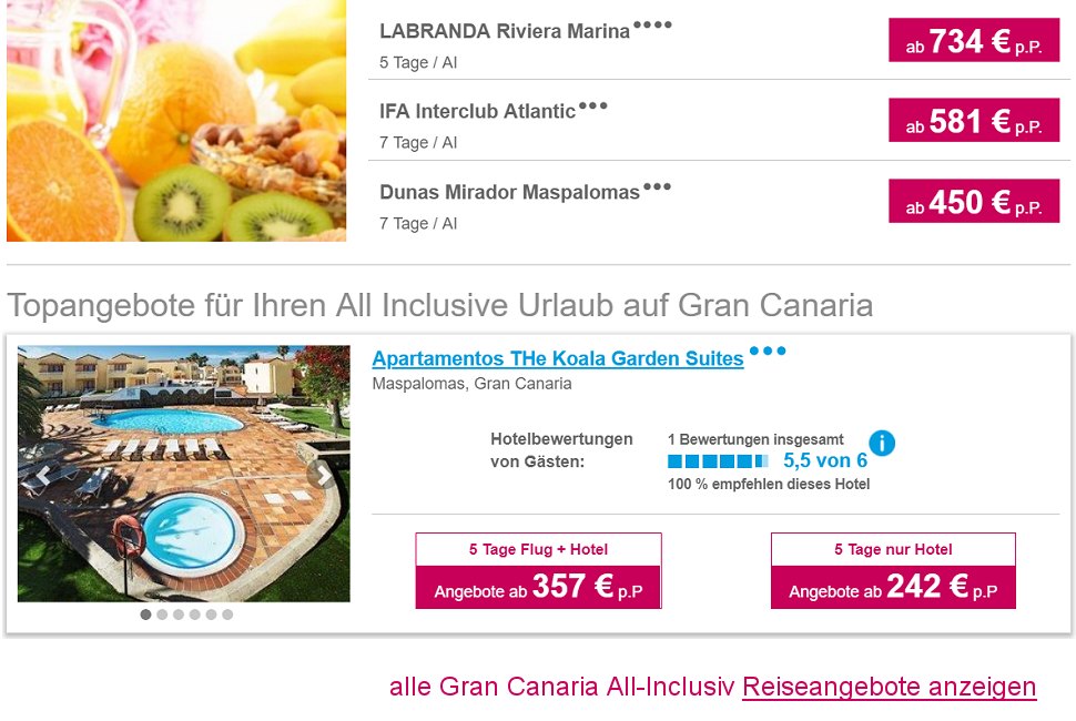 Gran Canaria All-Inclusive Reisen Flug & Hotel 4 oder 5-Sterne ab  357.-
