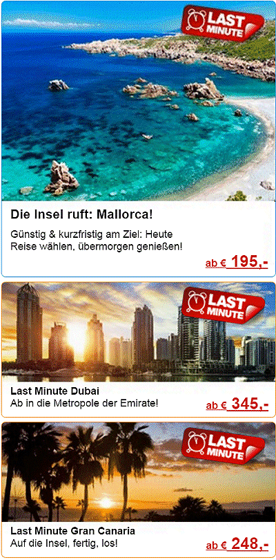 Last Minute Top Angebote Fernreisen Dubai, Thailand, Vietnam, USA