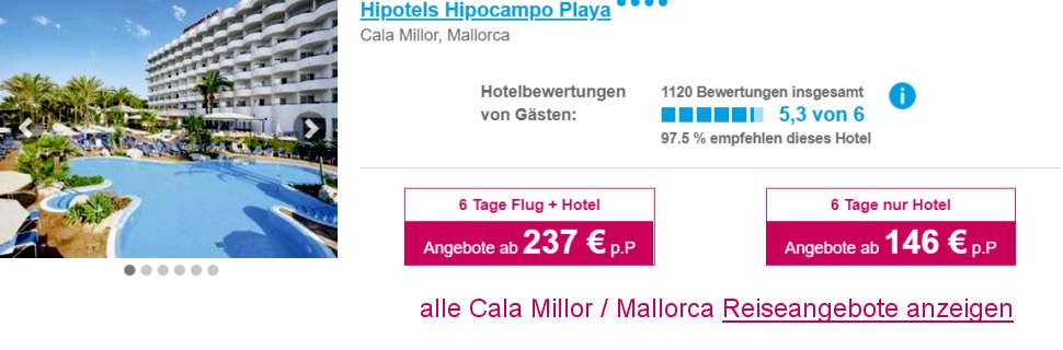 Mallorca Reisen Cala Millor Frühbucher Angebote Flug & Hotel All-Inclusive ab € 237.-