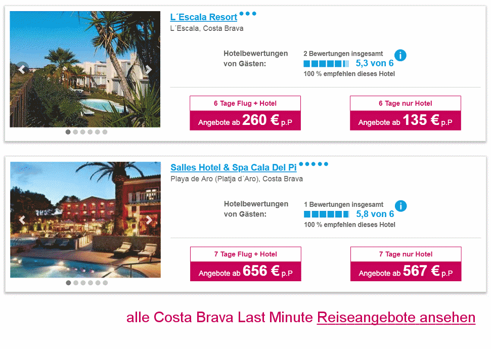 Costa-Brava Last Minute Reiseangebote 2023 (Spanien)