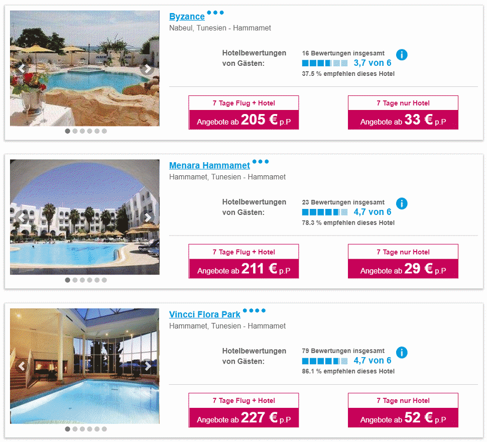Tunesien Frühbucher Reise Angebote Flug & Hotel 4 bis 5-Sterne - 7 Tage ab € 205.-