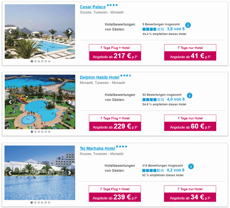 Last Minute Urlaub Sousse und Monastir 7 Tage ab € 217.- hier buchen