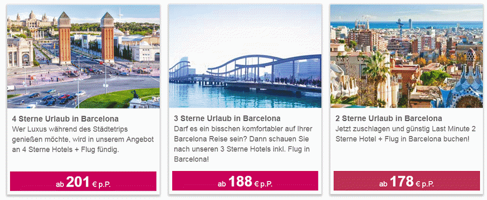 Städtereisen Barcelona - Urlaub in der Hauptstadt von Katalonien  zum Schnäppchenpreis ab € 178.- mit Flug & Hotel buchen