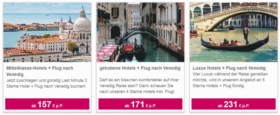 Städtereisen Venedig  - Urlaub in der italienischen Lagunenstadt Venedig   zum Schnäppchenpreis ab € 157.- mit Flug & Hotel buchen