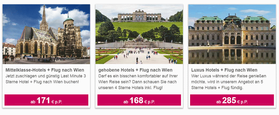 Städtereisen Wien - Urlaub in der österreichischen Donaumetropole Wien   zum Schnäppchenpreis ab € 168.- mit Flug & Hotel buchen