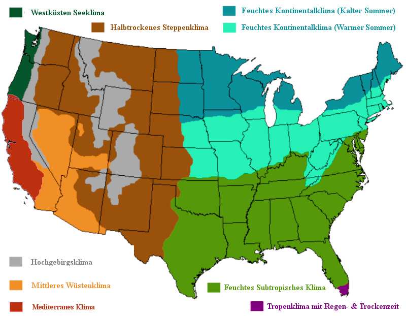 Klimakarte USA