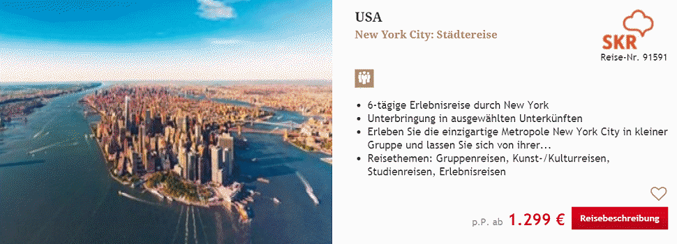 New York Reisen - Top Manhattan Hotel - 6 Tage ab € 1299.- hier buchen