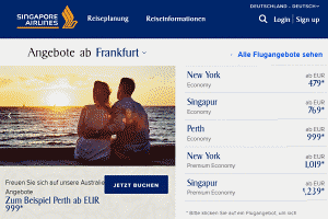 Singapore Airlines Flug buchen (Flugtickets direkt bei Singapore Airlines buchen)