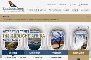 SAA Flug buchen (Flugtickets direkt bei SAA South African Airways buchen)